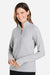 North End NE725W Womens Spirit Textured 1/4 Zip Sweatshirt w/ Pocket Heather Platinum Grey Model Side