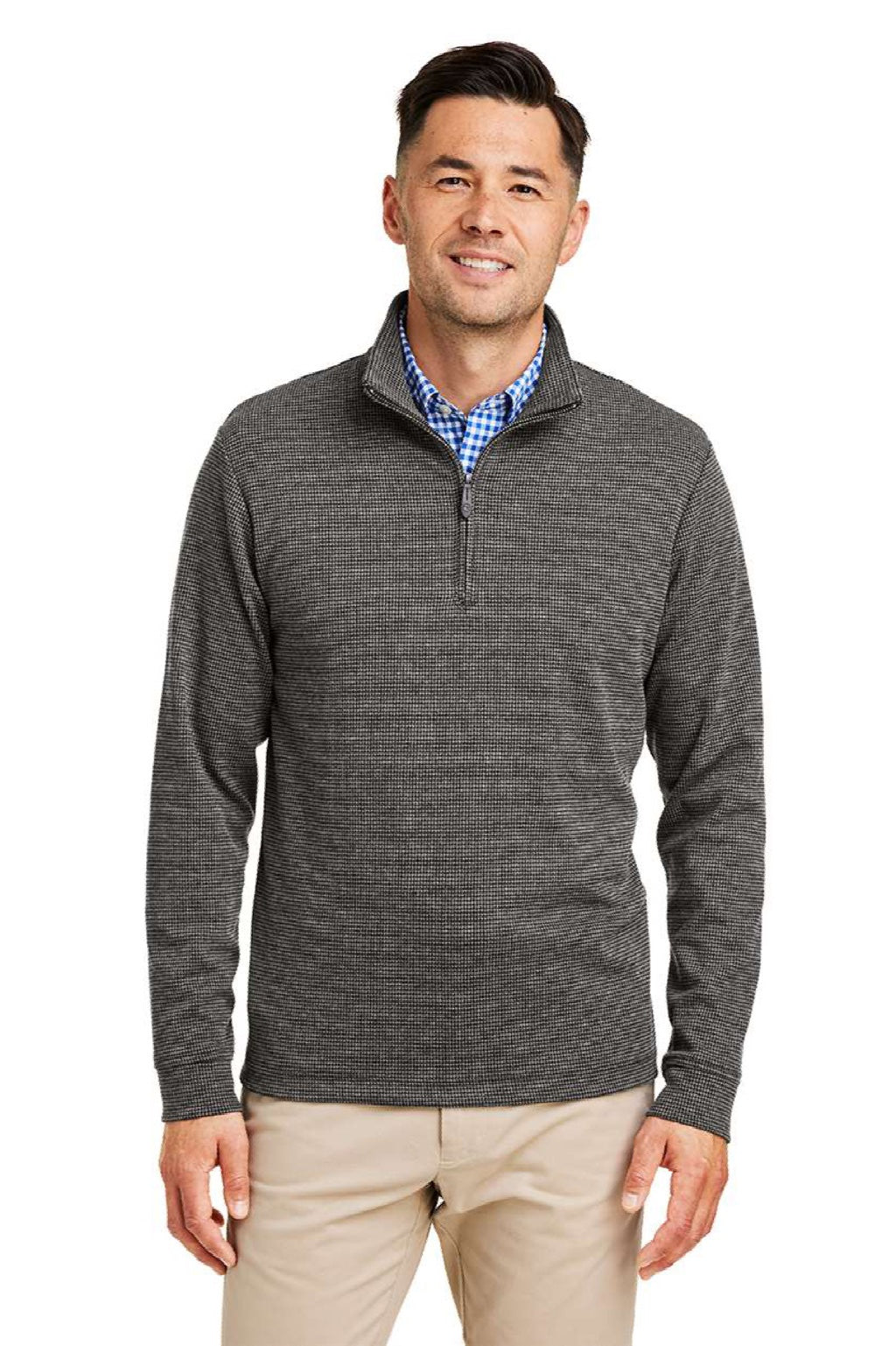 Vineyard Vines K004693 Mens Bluffs 1/4 Zip Sweatshirt Harbor Grey Model Front