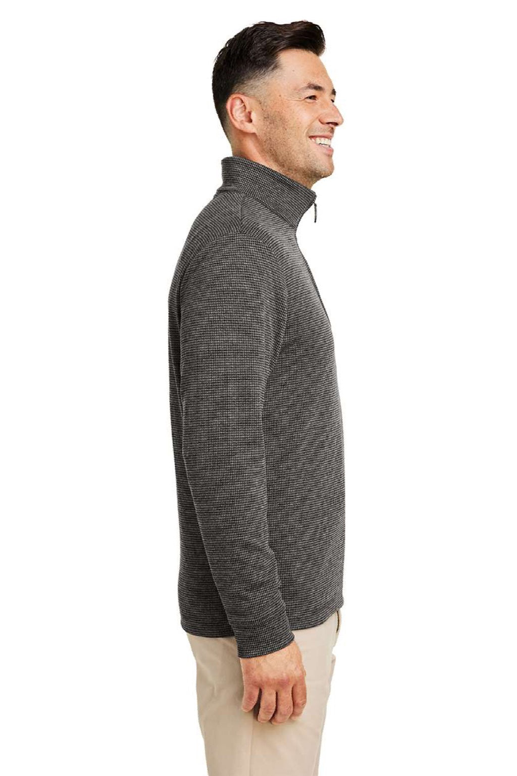 Vineyard Vines K004693 Mens Bluffs 1/4 Zip Sweatshirt Harbor Grey Model Side