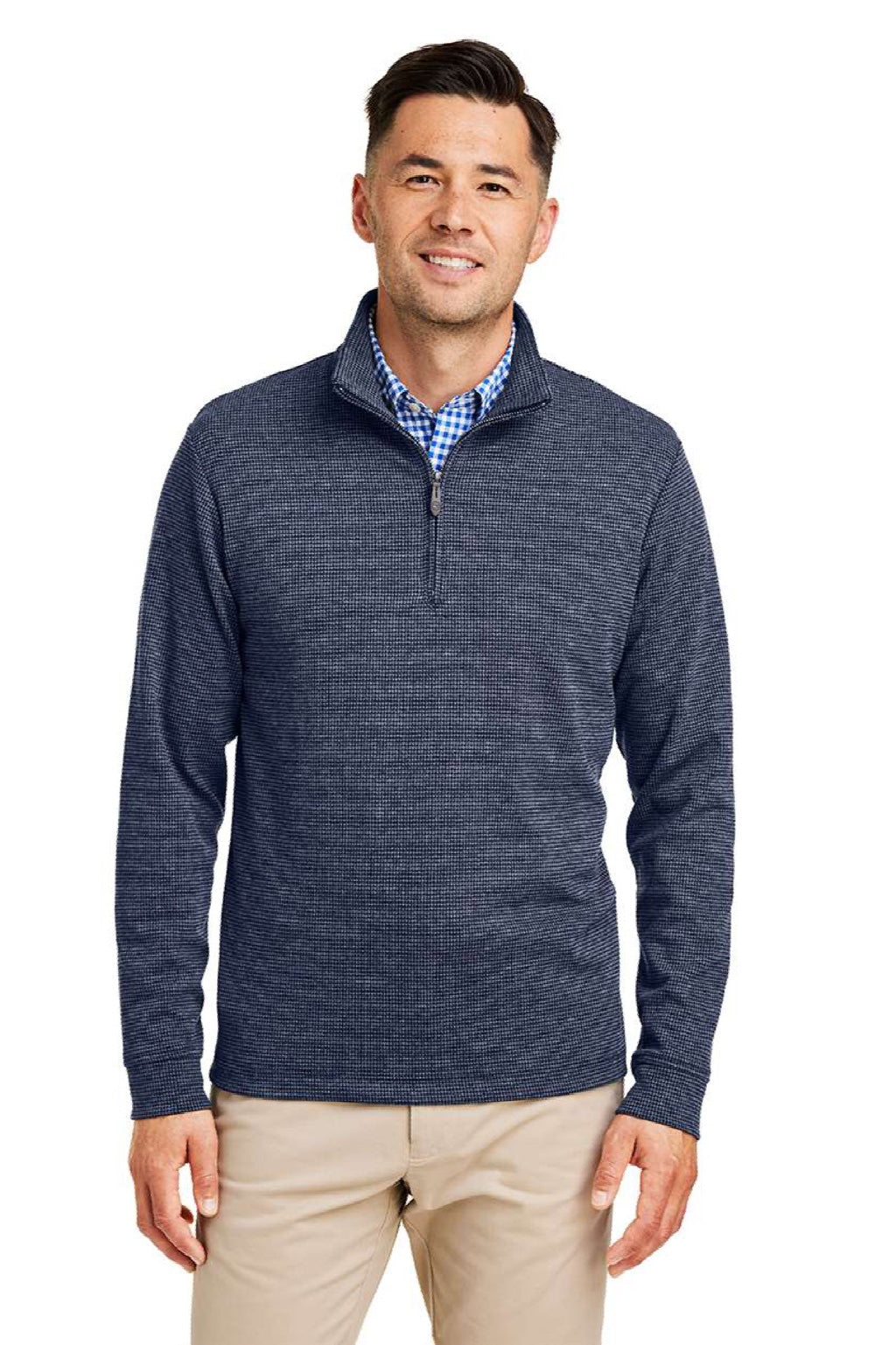 Vineyard Vines K004693 Mens Bluffs 1/4 Zip Sweatshirt Nautical Navy Blue Model Front