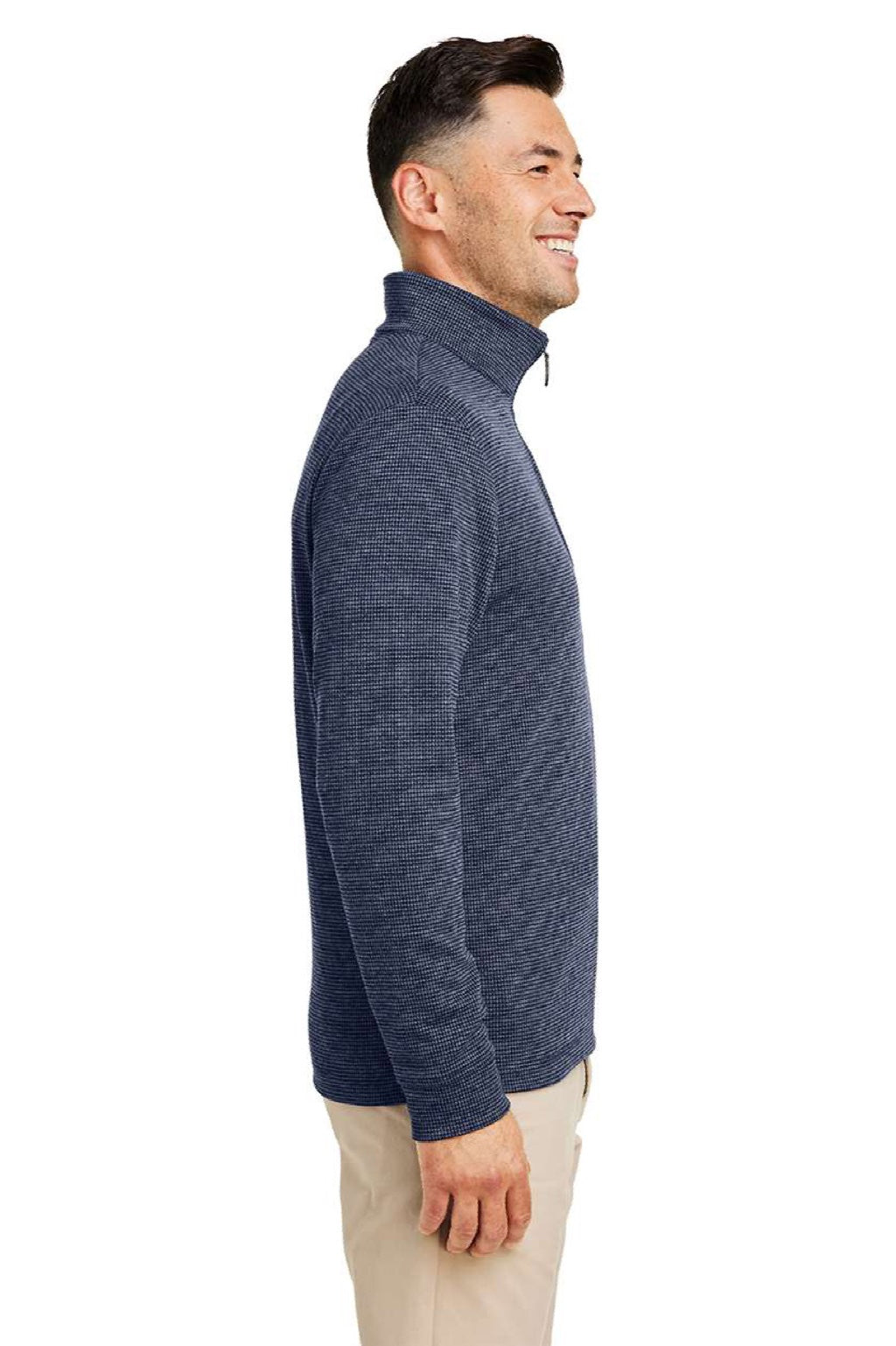 Vineyard Vines K004693 Mens Bluffs 1/4 Zip Sweatshirt Nautical Navy Blue Model Side