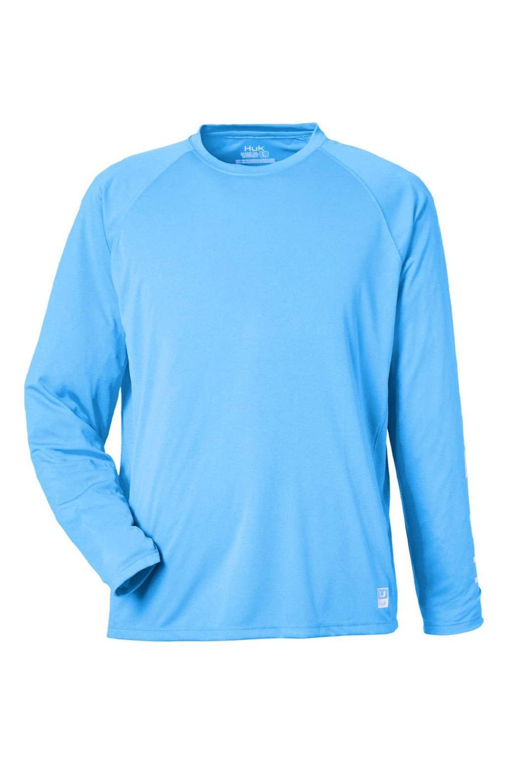 Huk H12L009 Mens LoPro Pursuit Long Sleeve Crewneck T-Shirt Marolina Blue Flat Front