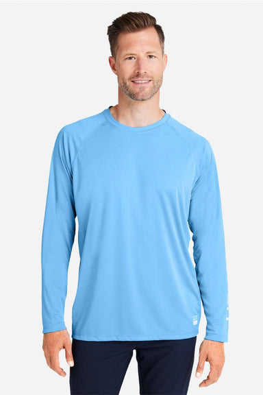 Huk H12L009 Mens LoPro Pursuit Long Sleeve Crewneck T-Shirt Marolina Blue Model Front