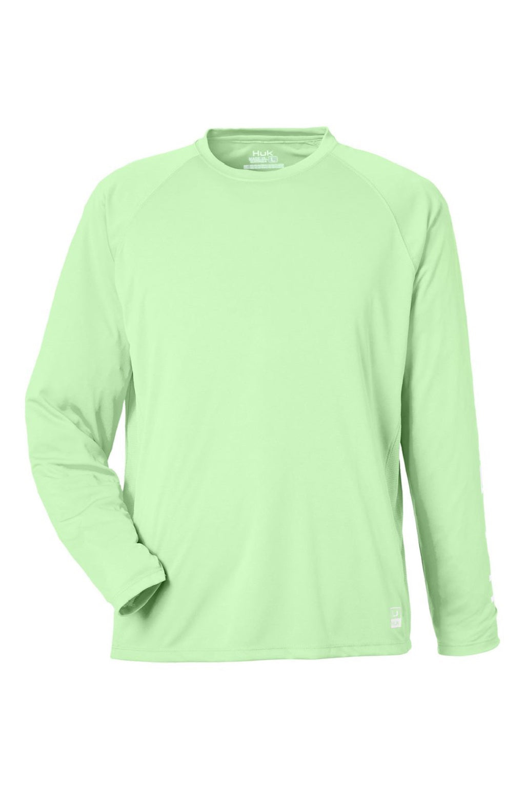 Huk H12L009 Mens LoPro Pursuit Long Sleeve Crewneck T-Shirt Patina Green Flat Front