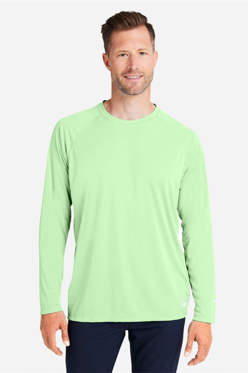 Huk H12L009 Mens LoPro Pursuit Long Sleeve Crewneck T-Shirt Patina Green Model Front