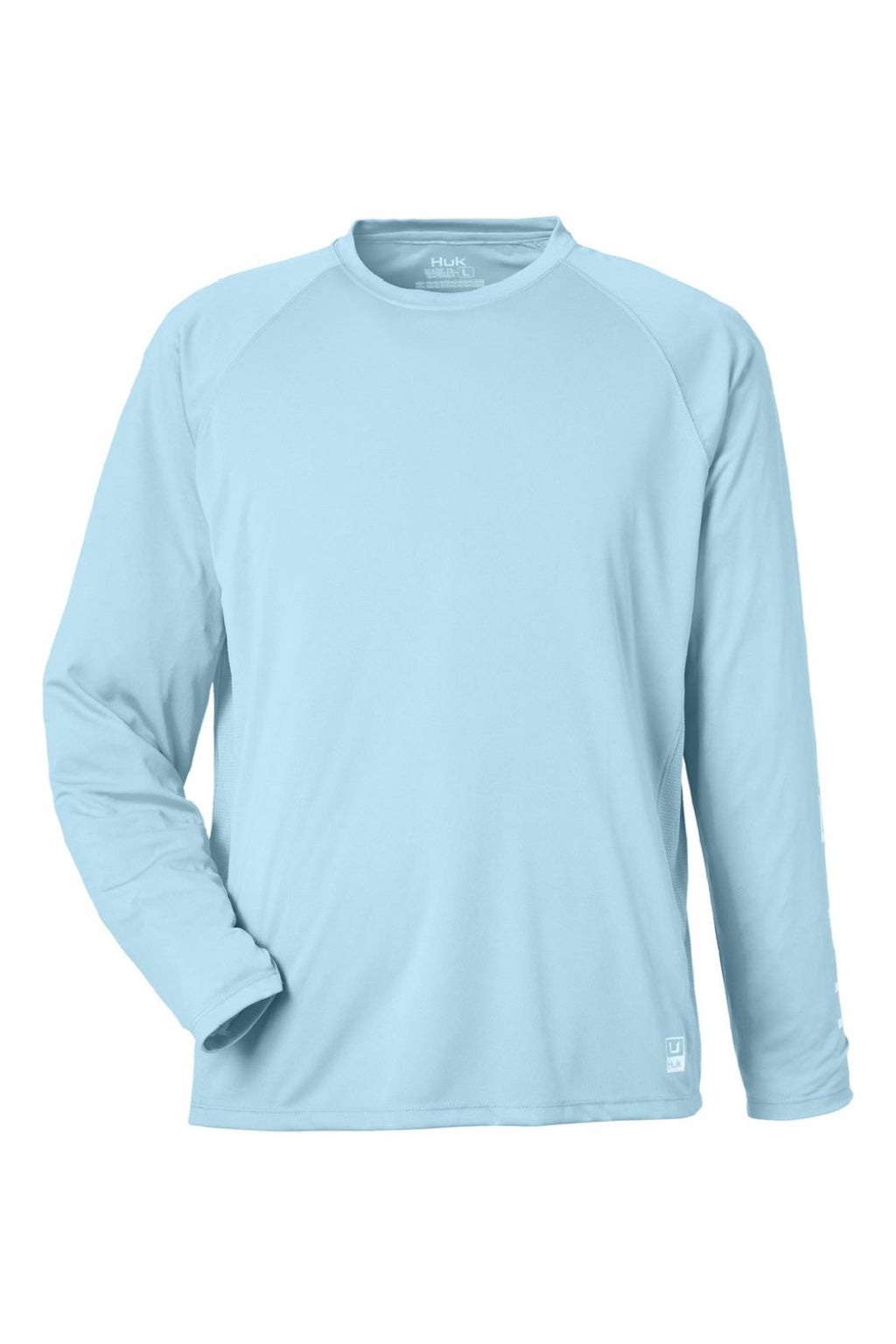 Huk H12L009 Mens LoPro Pursuit Long Sleeve Crewneck T-Shirt Plein Air Blue Flat Front