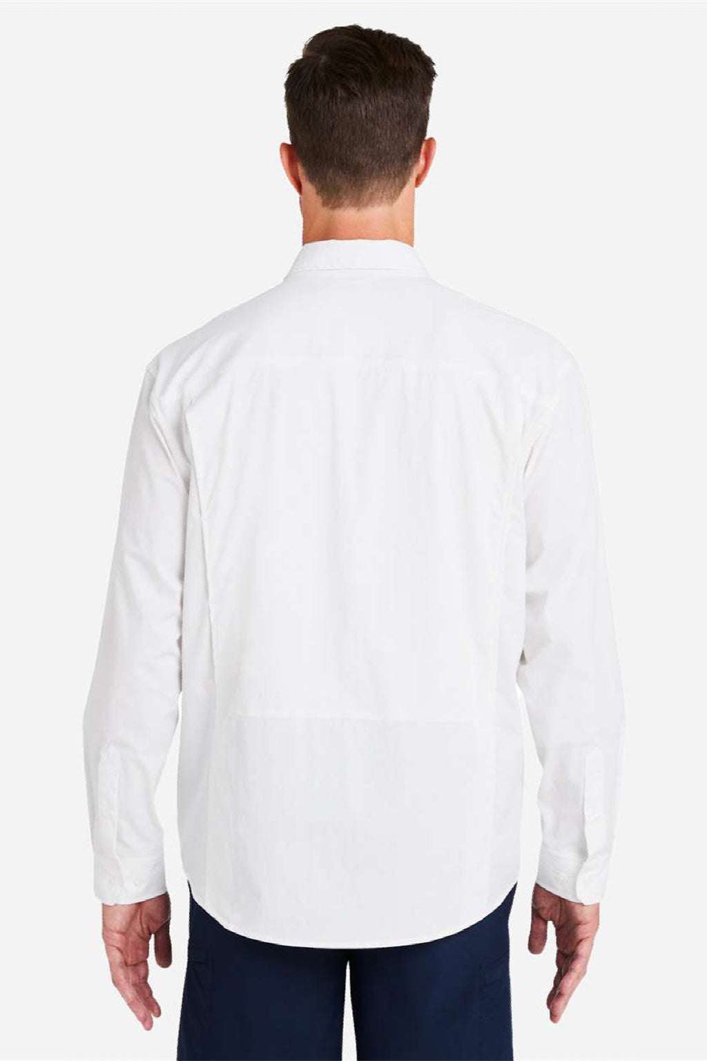 Huk H150184 Mens Creekbed Long Sleeve Button Down Shirt White Model Back