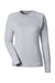 Huk H612L04 Womens LoPro Pursuit Long Sleeve Crewneck T-Shirt Harbor Mist Grey Flat Front