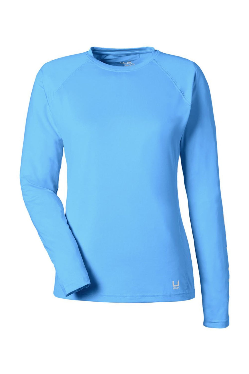 Huk H612L04 Womens LoPro Pursuit Moisture Wicking Long Sleeve Crewneck T-Shirt Marolina Blue Flat Front