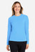 Huk H612L04 Womens LoPro Pursuit Moisture Wicking Long Sleeve Crewneck T-Shirt Marolina Blue Model Front