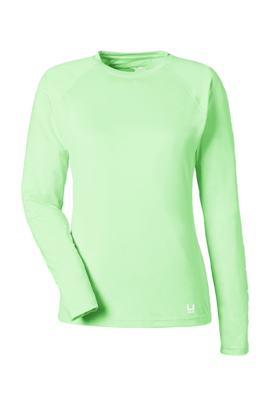 Huk H612L04 Womens LoPro Pursuit Long Sleeve Crewneck T-Shirt Patina Green Flat Front