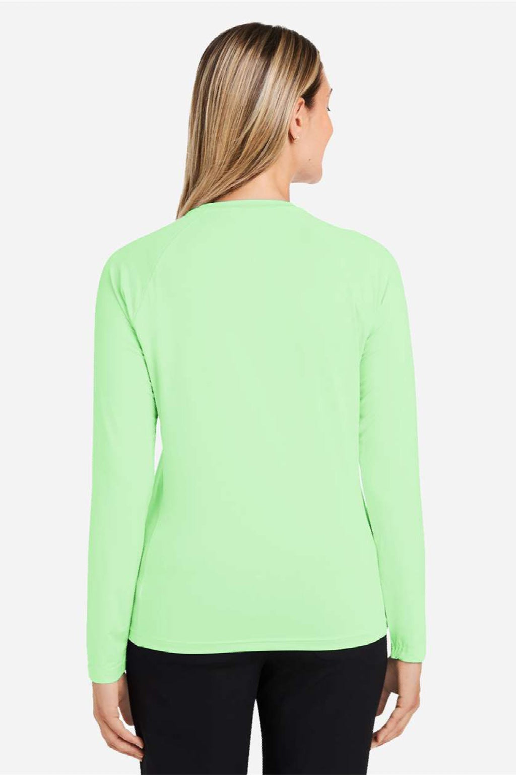 Huk H612L04 Womens LoPro Pursuit Long Sleeve Crewneck T-Shirt Patina Green Model Back
