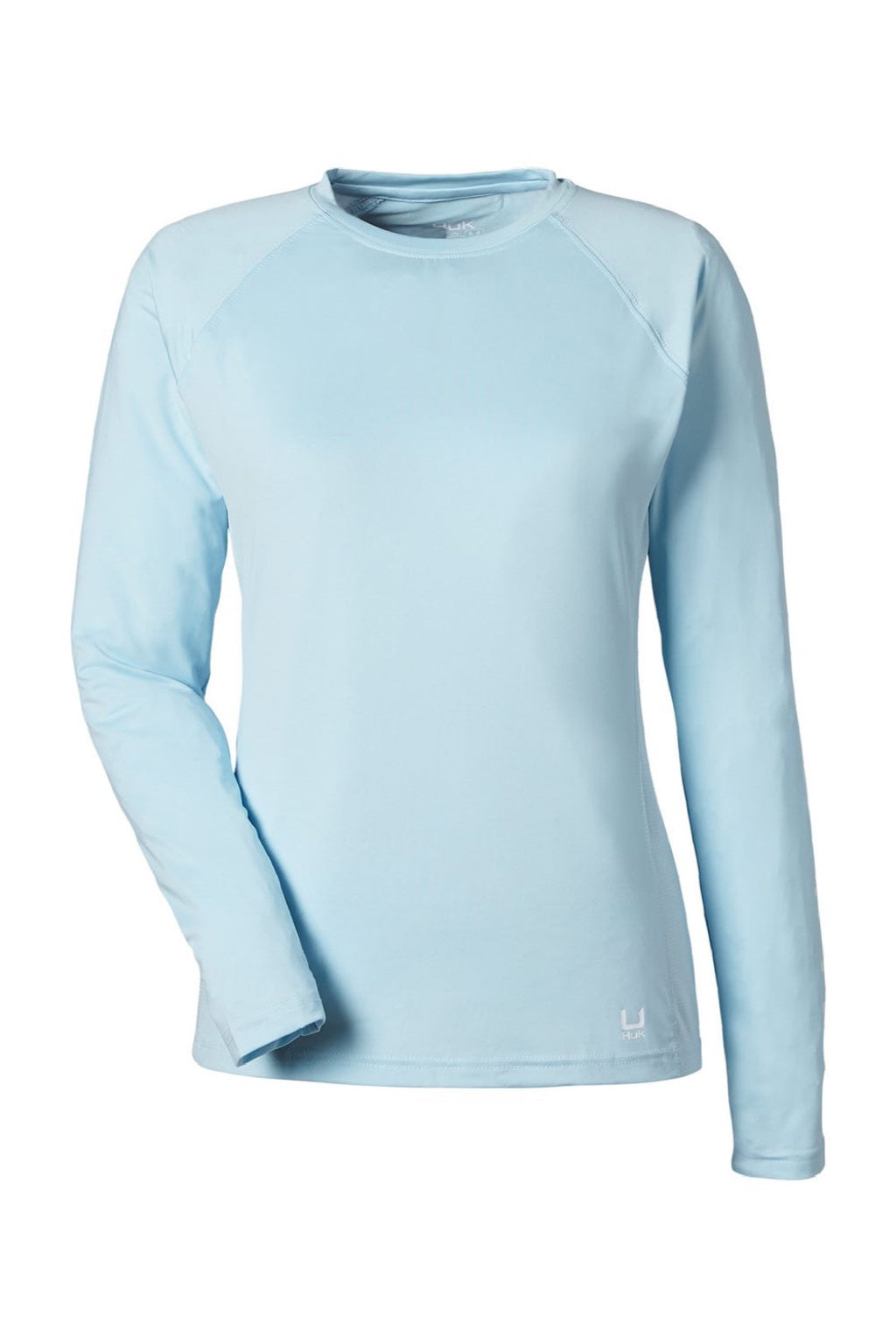 Huk H612L04 Womens LoPro Pursuit Long Sleeve Crewneck T-Shirt Plein Air Blue Flat Front