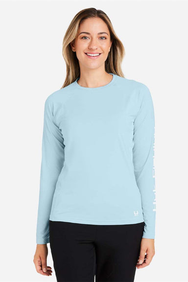 Huk H612L04 Womens LoPro Pursuit Long Sleeve Crewneck T-Shirt Plein Air Blue Model Front