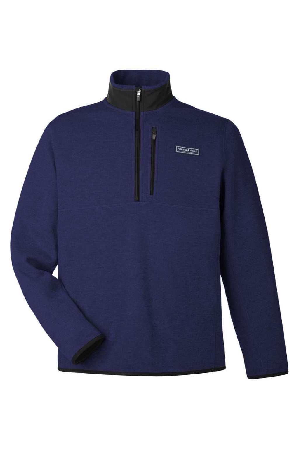 Vineyard Vines K004694 Mens Mountain Sweaterfleece 1/4 Zip Sweatshirt w/ Pocket Nautical Navy Blue Flat Front