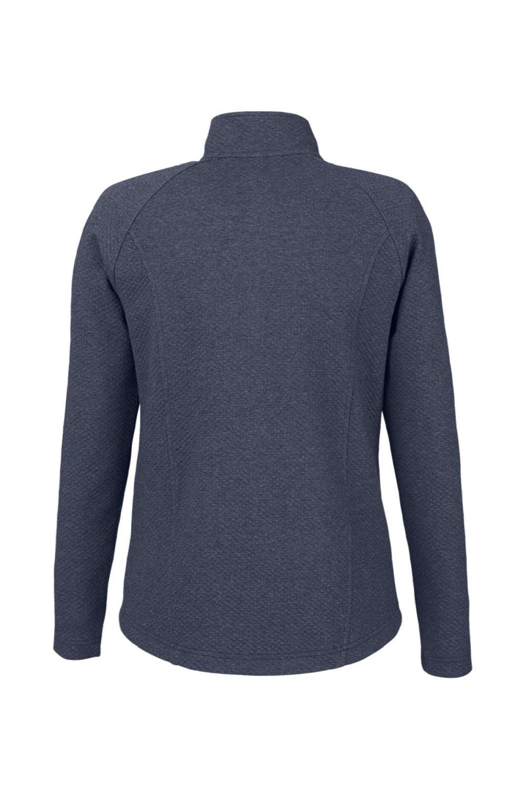 North End NE727W Womens Spirit Textured Full Zip Sweatshirt w/ Pockets Heather Classic Navy Blue Flat Back