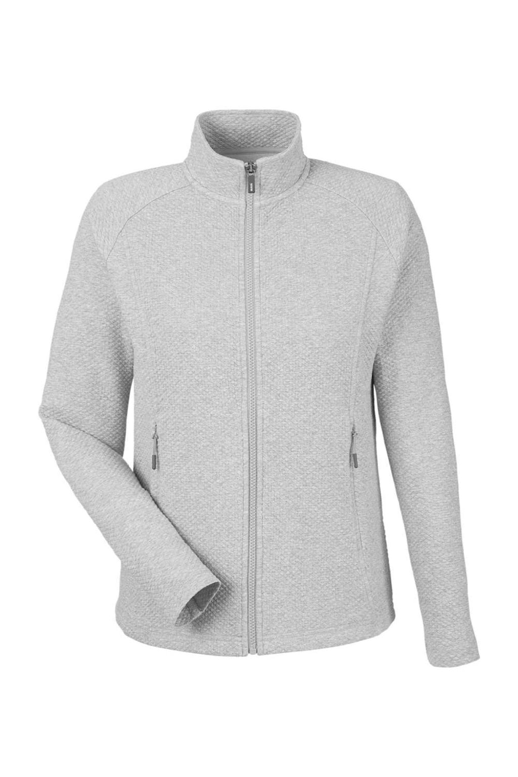 North End NE727W Womens Spirit Textured Full Zip Sweatshirt w/ Pockets Heather Platinum Grey Flat Front