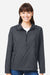 North End NE810W Womens Aura Lightweight 1/4 Zip Packable Hooded Anorak Jacket Carbon Grey/Black Model Front