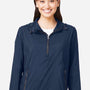 North End Womens Aura Lightweight 1/4 Zip Packable Hooded Anorak Jacket - Classic Navy Blue/Carbon Grey - Coming Soon