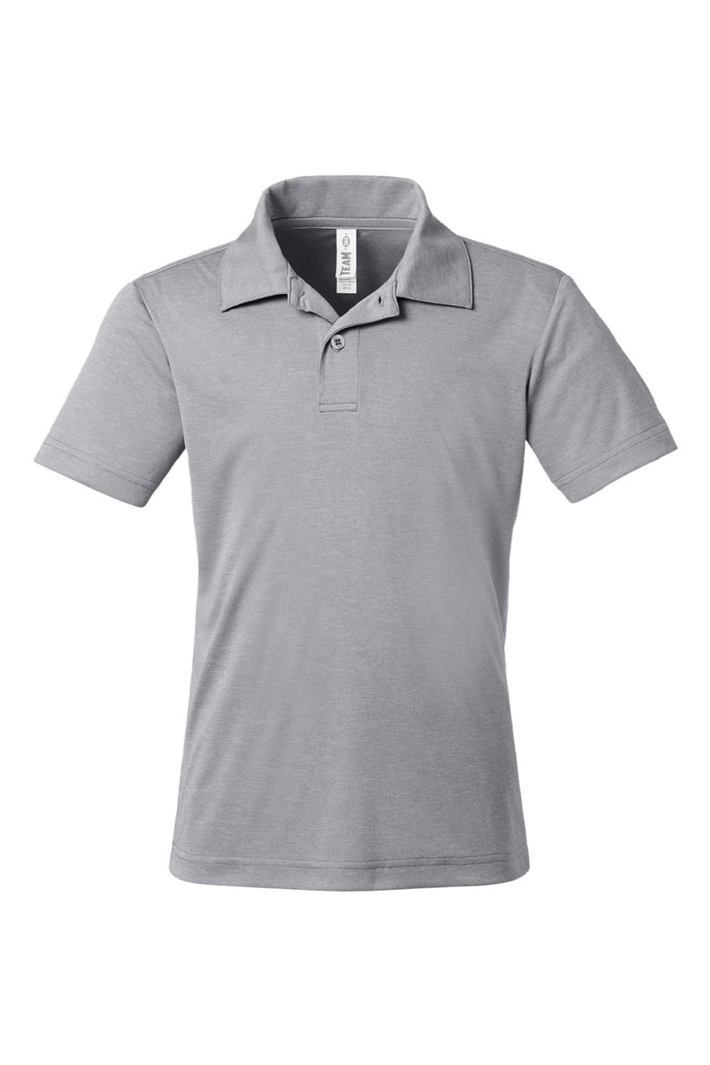 Team 365 TT51HY Youth Zone Sonic Moisture Wicking Short Sleeve Polo Shirt Heather Grey Flat Front