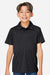 Team 365 TT51HY Youth Zone Sonic Moisture Wicking Short Sleeve Polo Shirt Heather Black Model Front