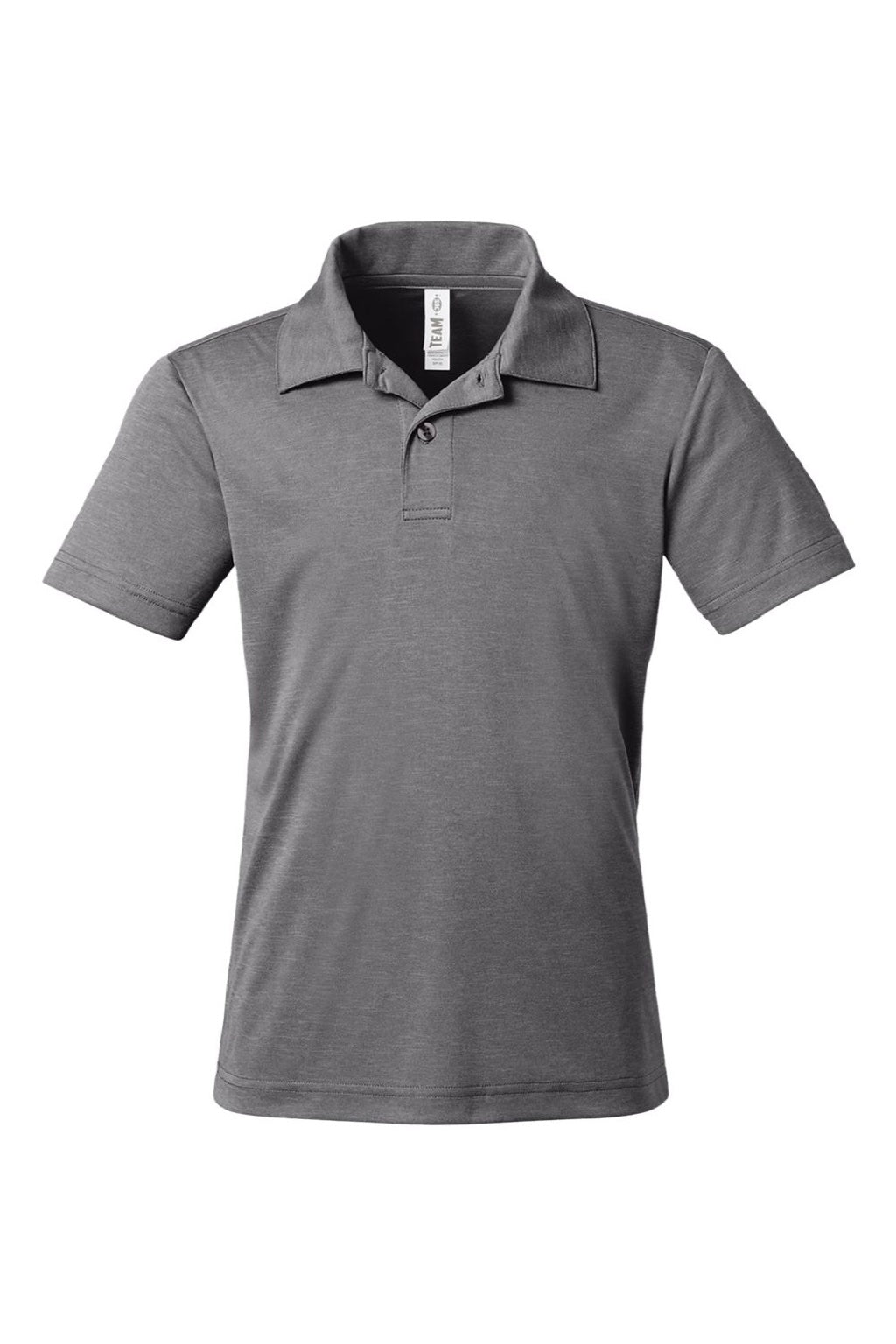 Team 365 TT51HY Youth Zone Sonic Moisture Wicking Short Sleeve Polo Shirt Heather Dark Grey Flat Front