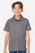 Team 365 TT51HY Youth Zone Sonic Moisture Wicking Short Sleeve Polo Shirt Heather Dark Grey Model Front