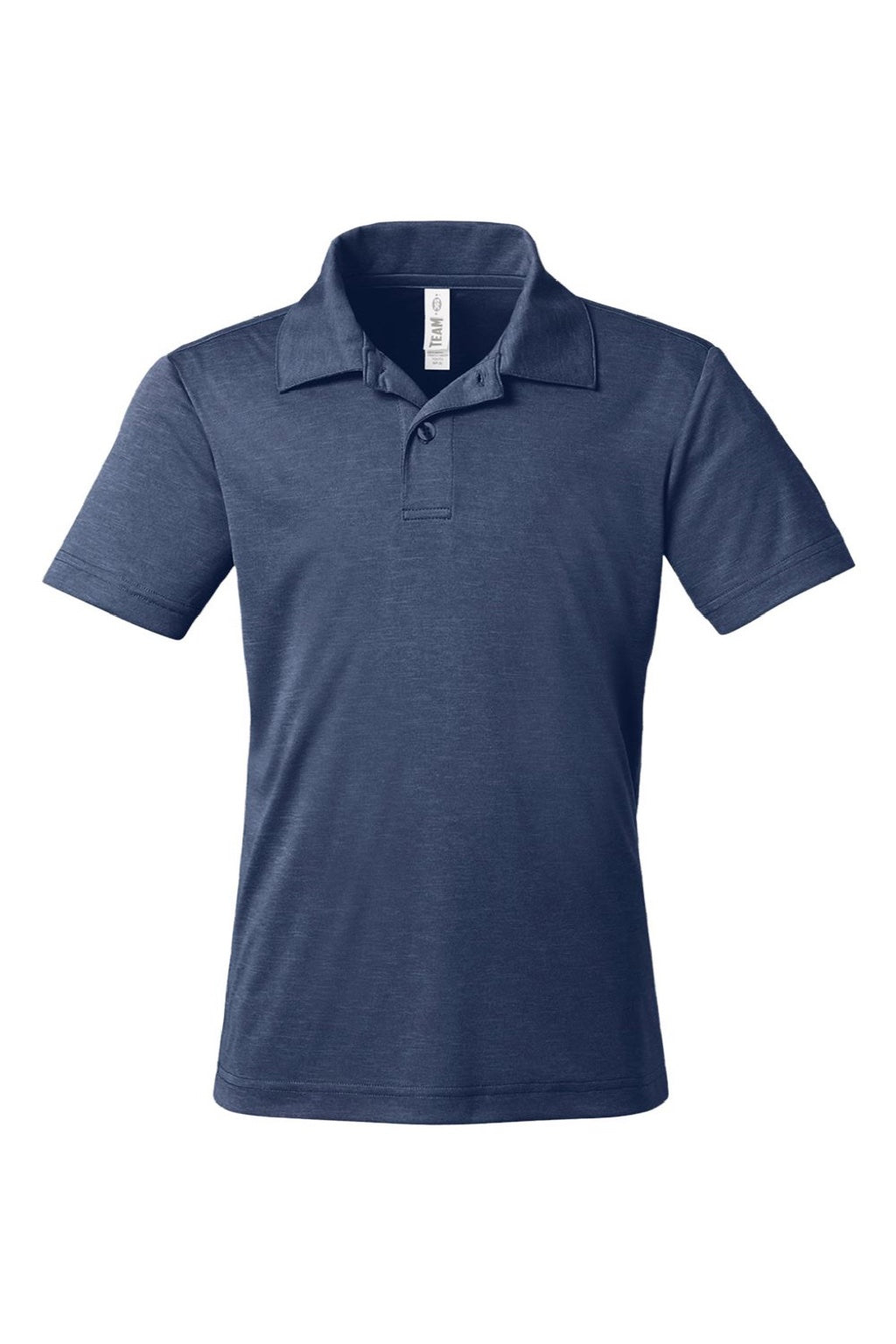 Team 365 TT51HY Youth Zone Sonic Moisture Wicking Short Sleeve Polo Shirt Heather Dark Navy Blue Flat Front