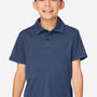 Team 365 Youth Zone Sonic Moisture Wicking Short Sleeve Polo Shirt - Heather Dark Navy Blue - New