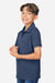 Team 365 TT51HY Youth Zone Sonic Moisture Wicking Short Sleeve Polo Shirt Heather Dark Navy Blue Model Side
