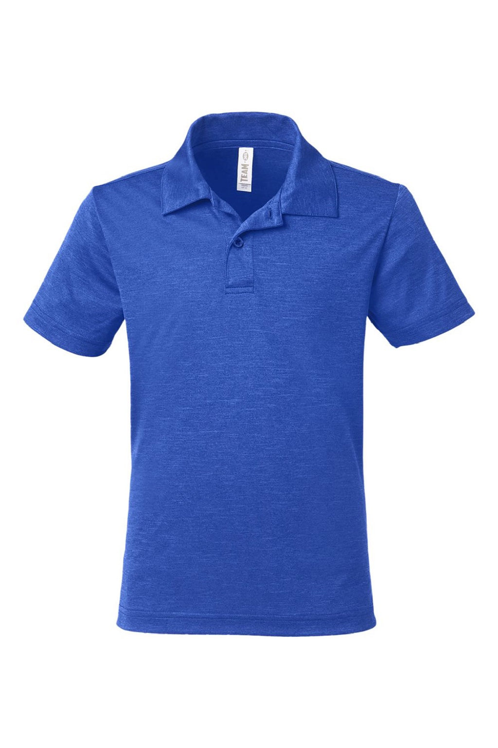 Team 365 TT51HY Youth Zone Sonic Moisture Wicking Short Sleeve Polo Shirt Heather Royal Blue Flat Front
