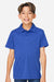 Team 365 TT51HY Youth Zone Sonic Moisture Wicking Short Sleeve Polo Shirt Heather Royal Blue Model Front