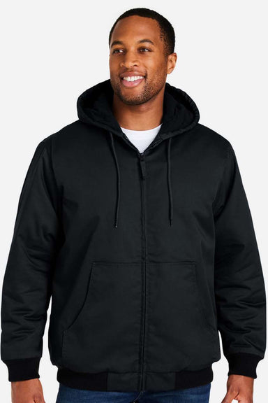 Harriton M722/M722T Mens ClimaBloc Full Zip Hooded Jacket Black Model Front
