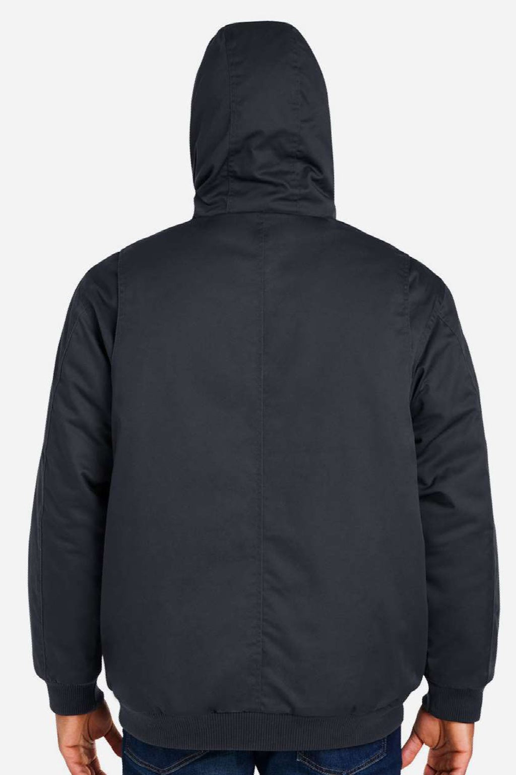 Harriton M722/M722T Mens ClimaBloc Full Zip Hooded Jacket Dark Charcoal Grey Model Back