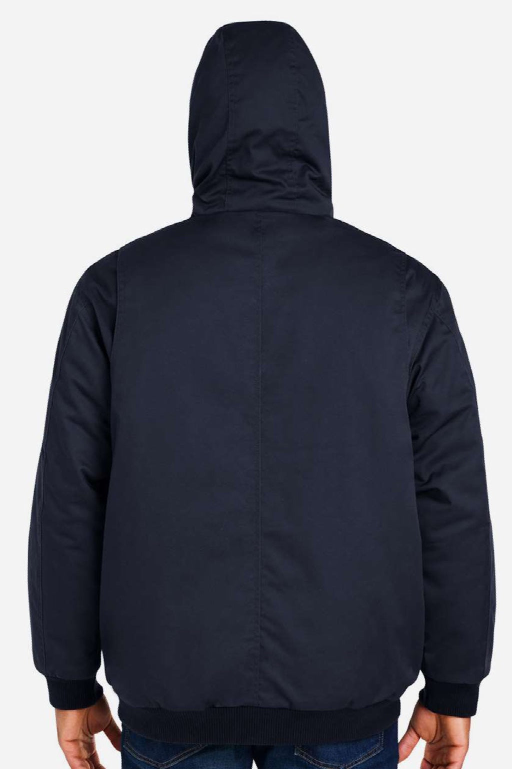 Harriton M722/M722T Mens ClimaBloc Full Zip Hooded Jacket Dark Navy Blue Model Back