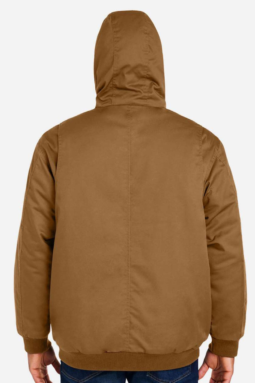 Harriton M722/M722T Mens ClimaBloc Full Zip Hooded Jacket Duck Brown Model Back