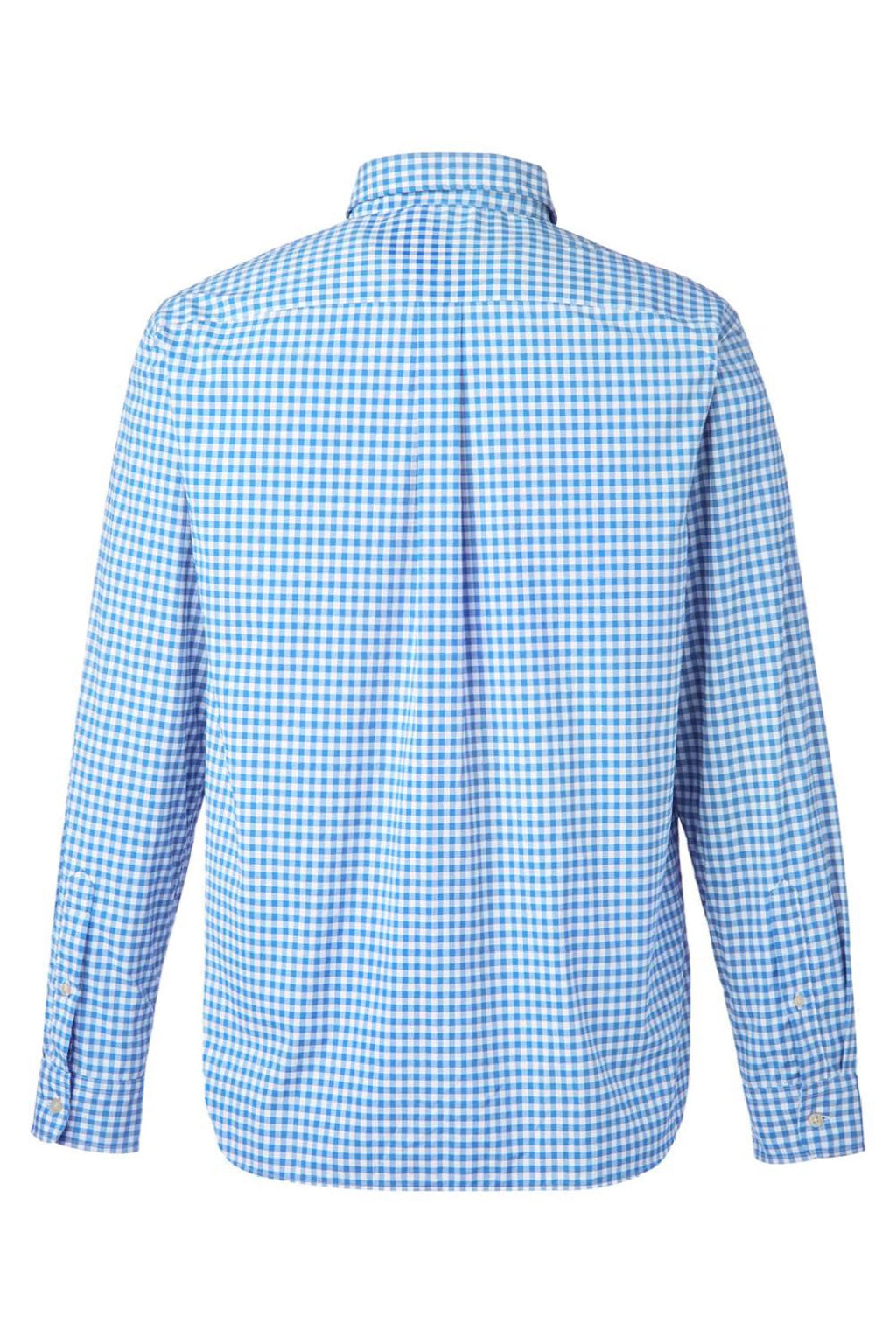 Vineyard Vines W012060 Mens On The Go Gingham Long Sleeve Button Down Shirt Ocean Breeze Blue Flat Back