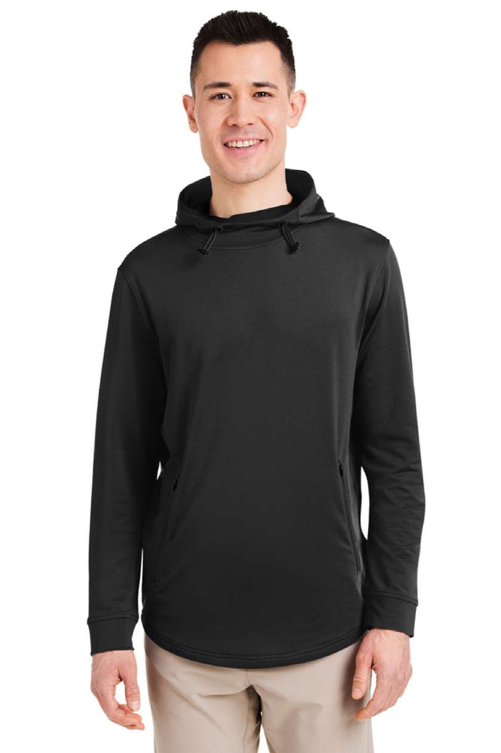 Swannies Golf SWI600 Mens Ivy Hooded Sweatshirt Hoodie w/ Pouch Pocket Black Model Front