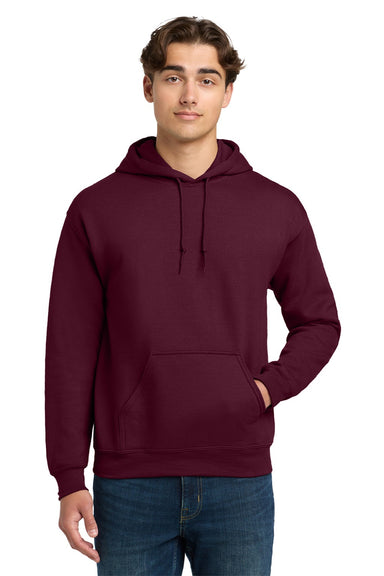 Gildan 12500 Mens DryBlend Moisture Wicking Hooded Sweatshirt Hoodie w/ Pouch Pocket Maroon Model Front