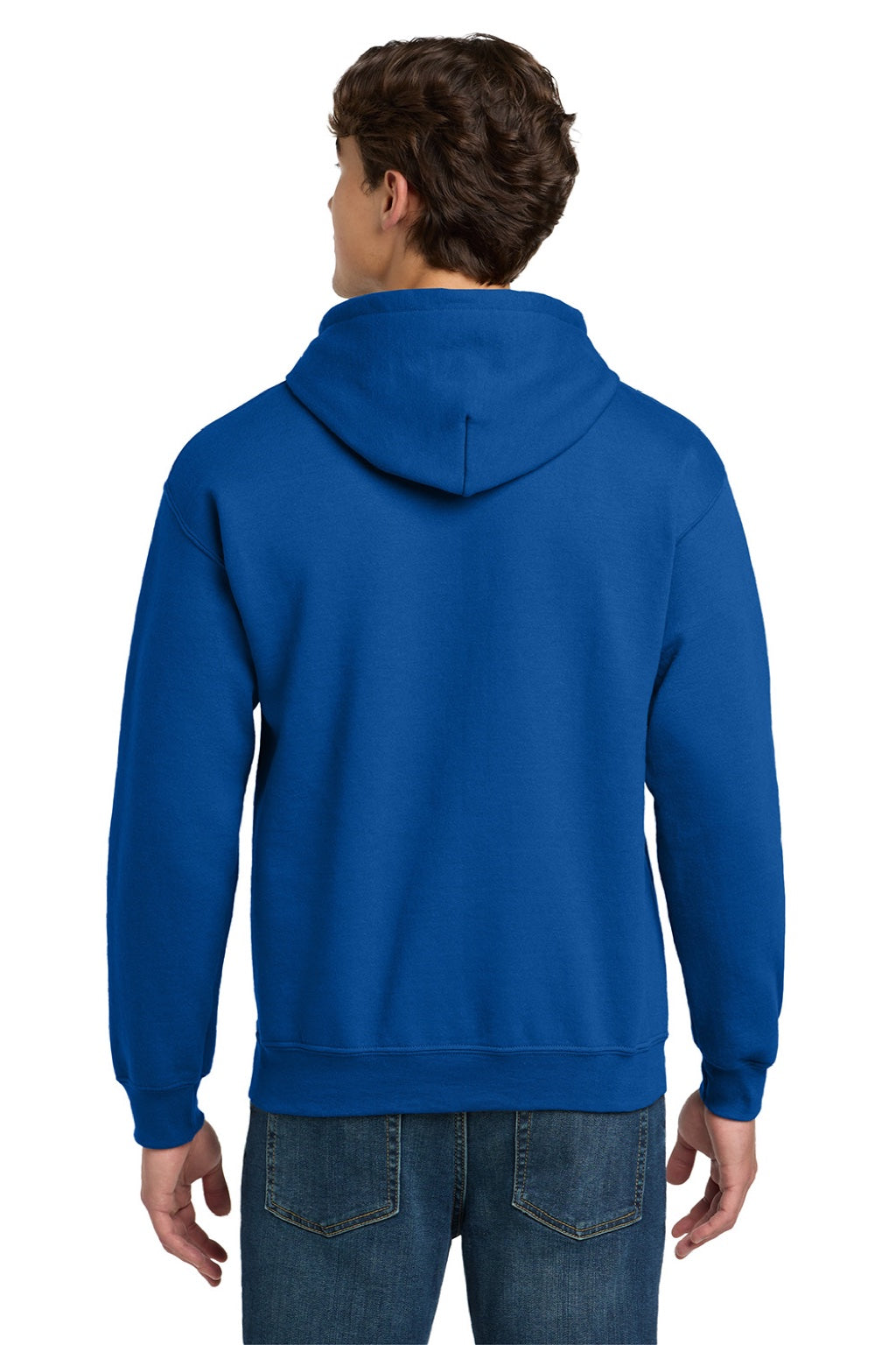 Gildan 12500 Mens DryBlend Moisture Wicking Hooded Sweatshirt Hoodie w/ Pouch Pocket Royal Blue Model Back