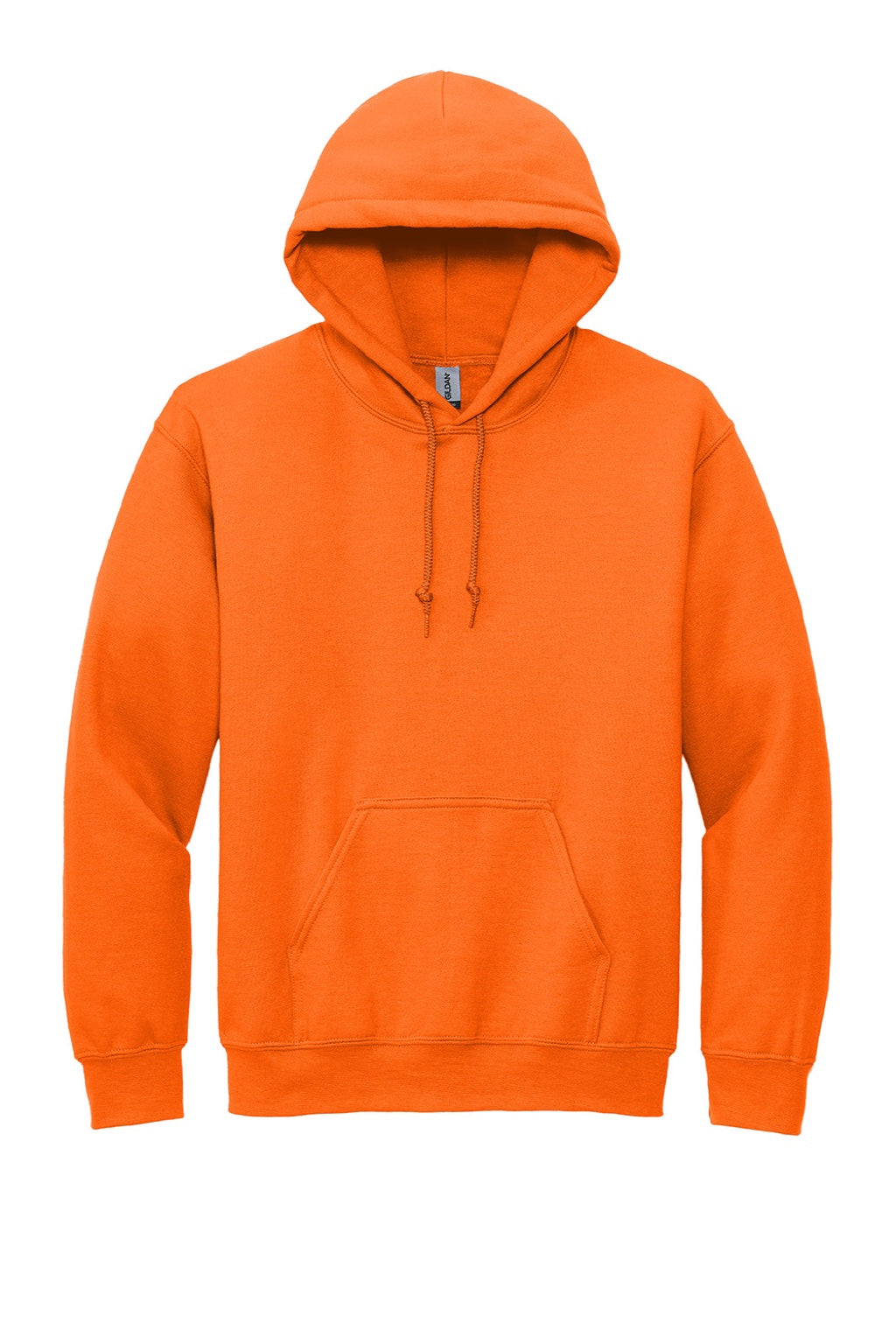Gildan 12500 Mens DryBlend Moisture Wicking Hooded Sweatshirt Hoodie w/ Pouch Pocket Safety Orange Flat Front