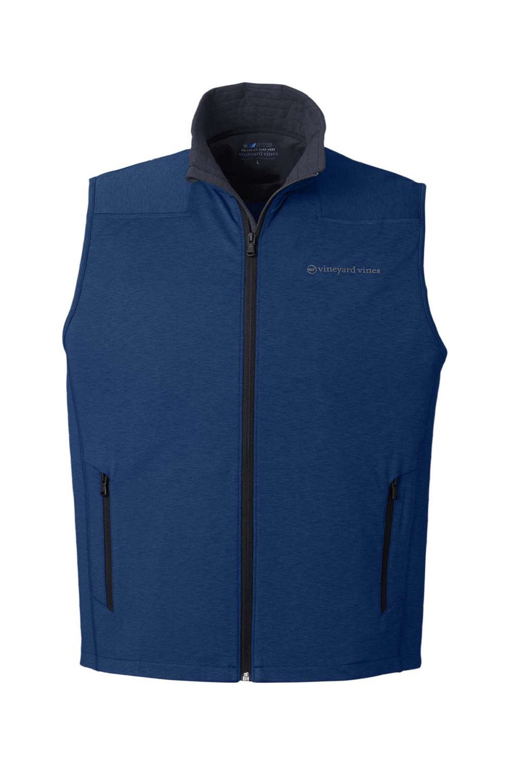 Vineyard Vines O001400 Mens On The Go Shep Full Zip Vest Deep Bay Blue Flat Front