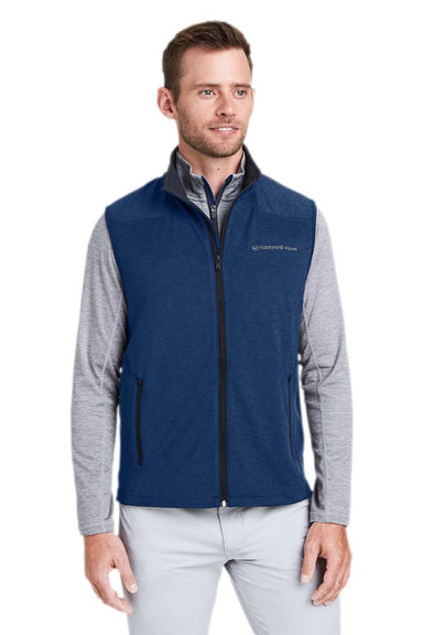 Vineyard Vines O001400 Mens On The Go Shep Full Zip Vest Deep Bay Blue Model Front