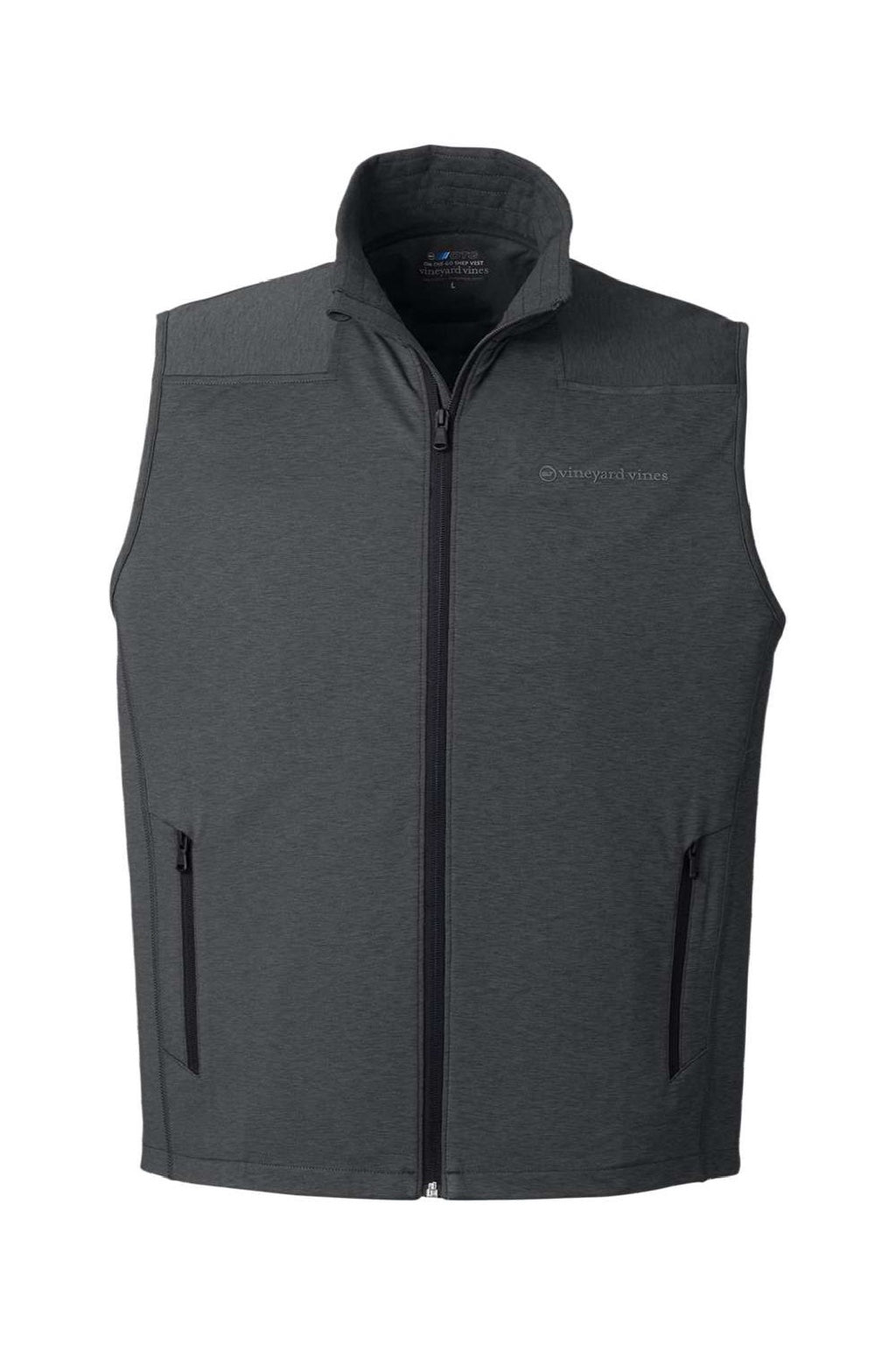 Vineyard Vines O001400 Mens On The Go Shep Full Zip Vest Jet Black Flat Front