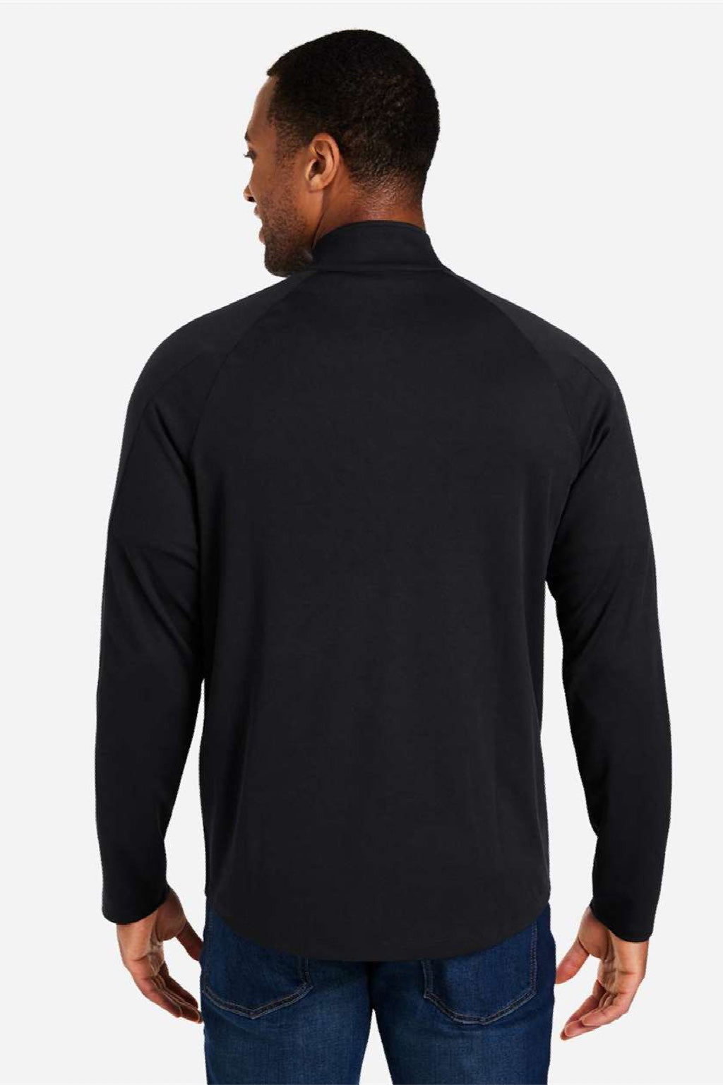 Core 365 CE418 Mens Origin Performance Pique 1/4 Zip Sweatshirt Black/Carbon Grey Model Back