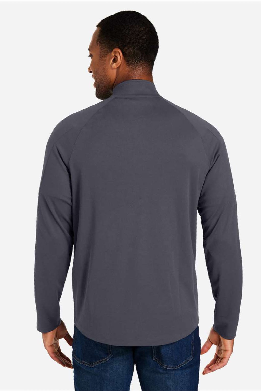 Core 365 CE418 Mens Origin Performance Pique 1/4 Zip Sweatshirt Carbon Grey/Black Model Back