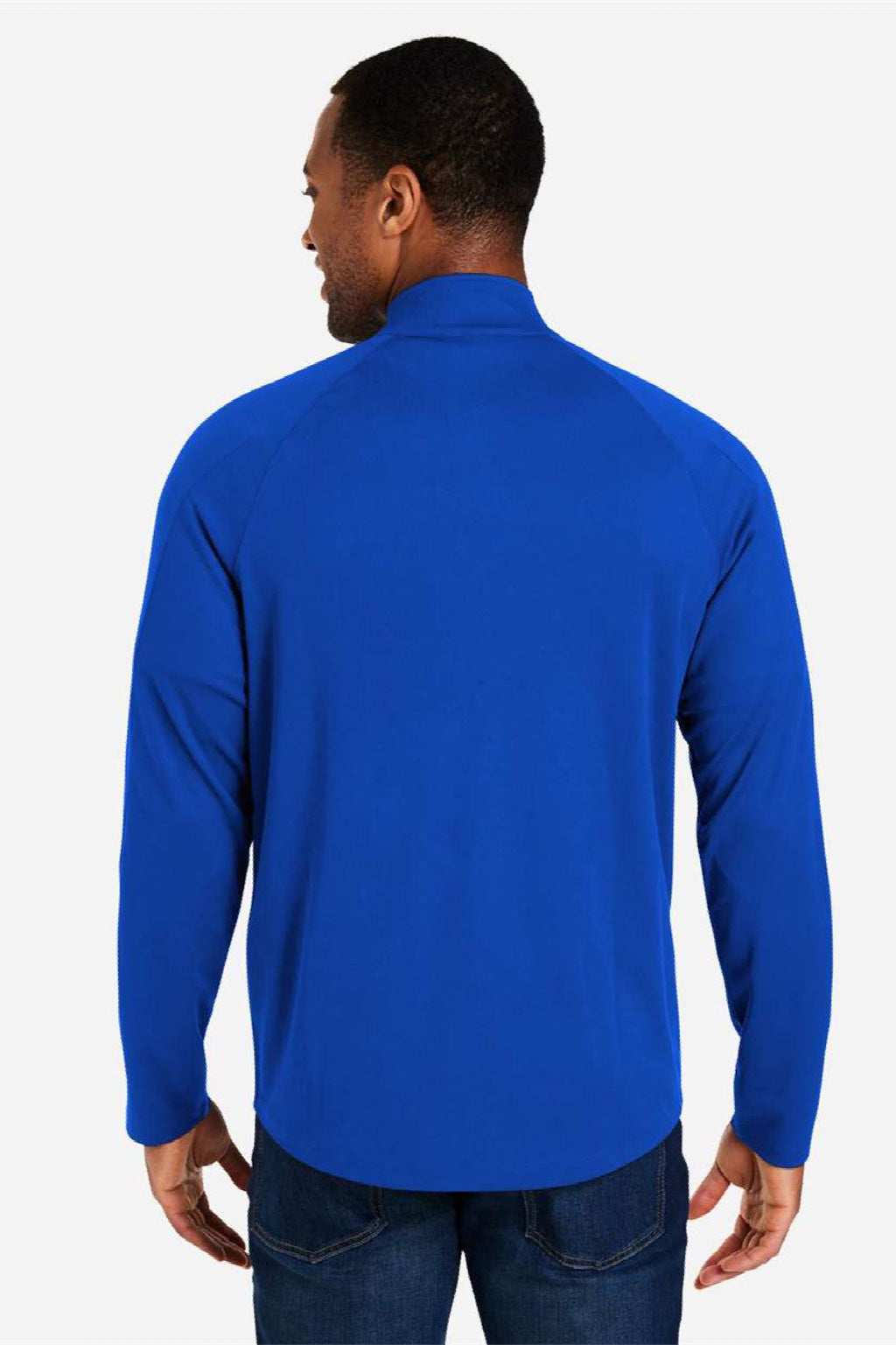 Core 365 CE418 Mens Origin Performance Pique 1/4 Zip Sweatshirt True Royal Blue/Carbon Grey Model Back