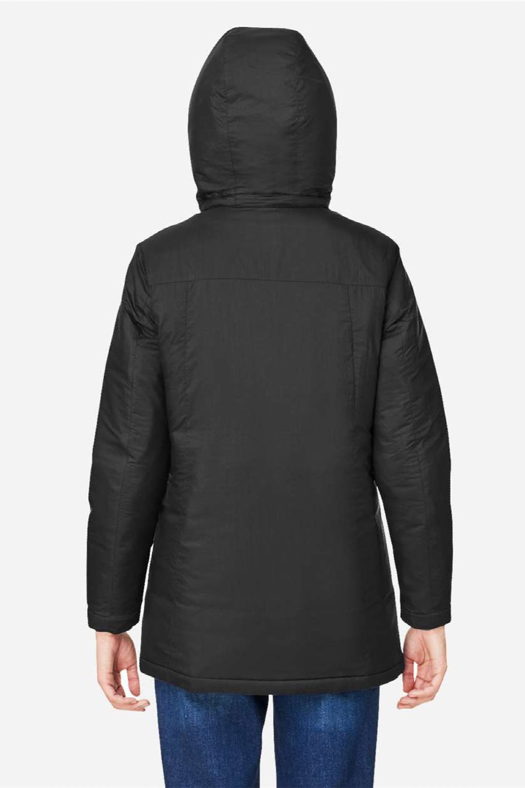 Core 365 CE725W Womens Inspire 3-in-1 Insulated Full Zip Hooded Jacket Black/Carbon Grey Model Back