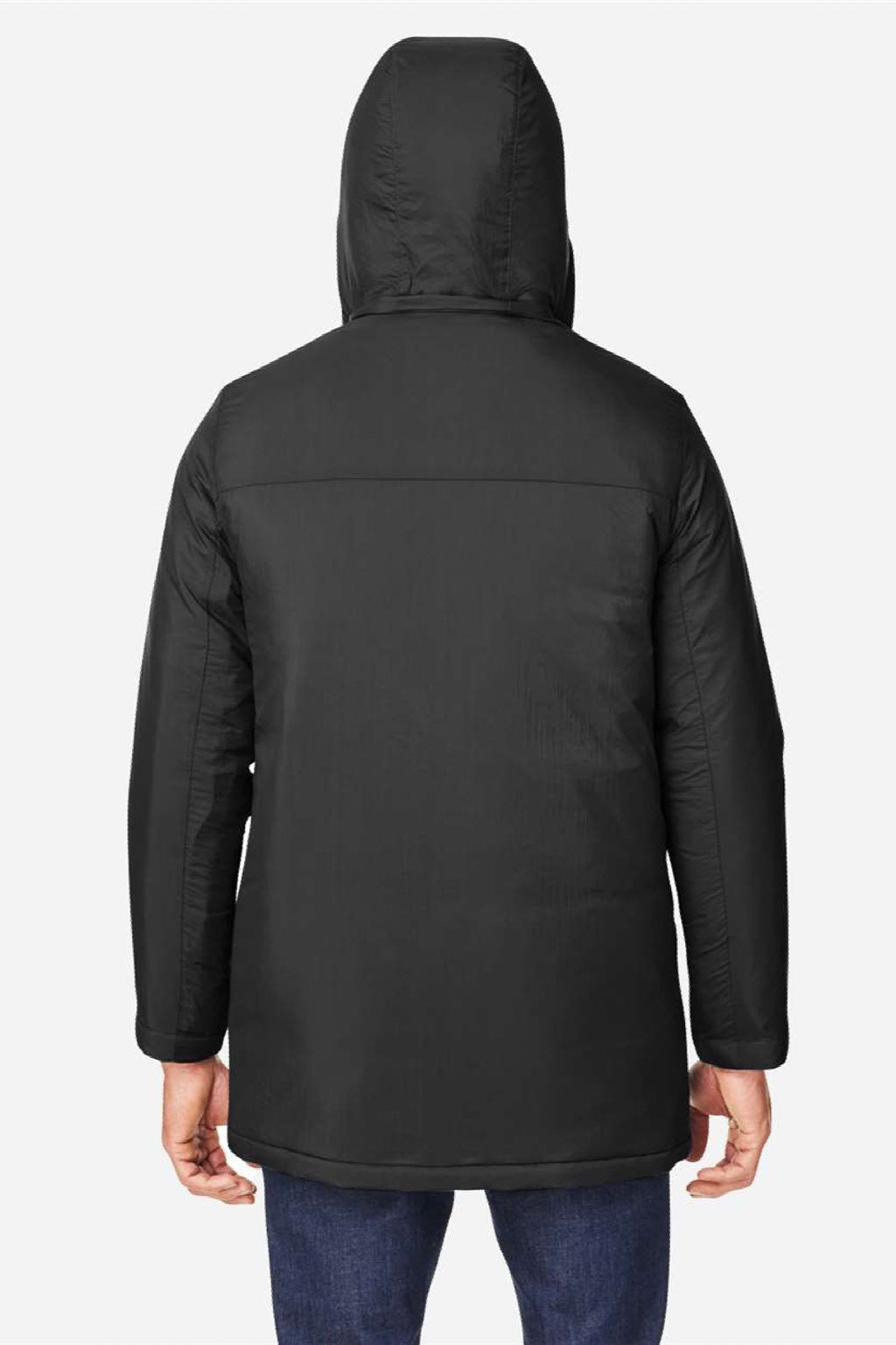 Core 365 CE725 Mens Inspire 3-in-1 Insulated Full Zip Hooded Jacket Black/Carbon Grey Model Back