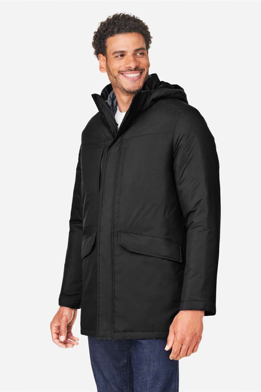 Core 365 CE725 Mens Inspire 3-in-1 Insulated Full Zip Hooded Jacket Black/Carbon Grey Model Side